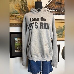 Vintage Early Y2K "Come on Let's Ride" Hooded Motorcycle Sweatshirt Size L-XL